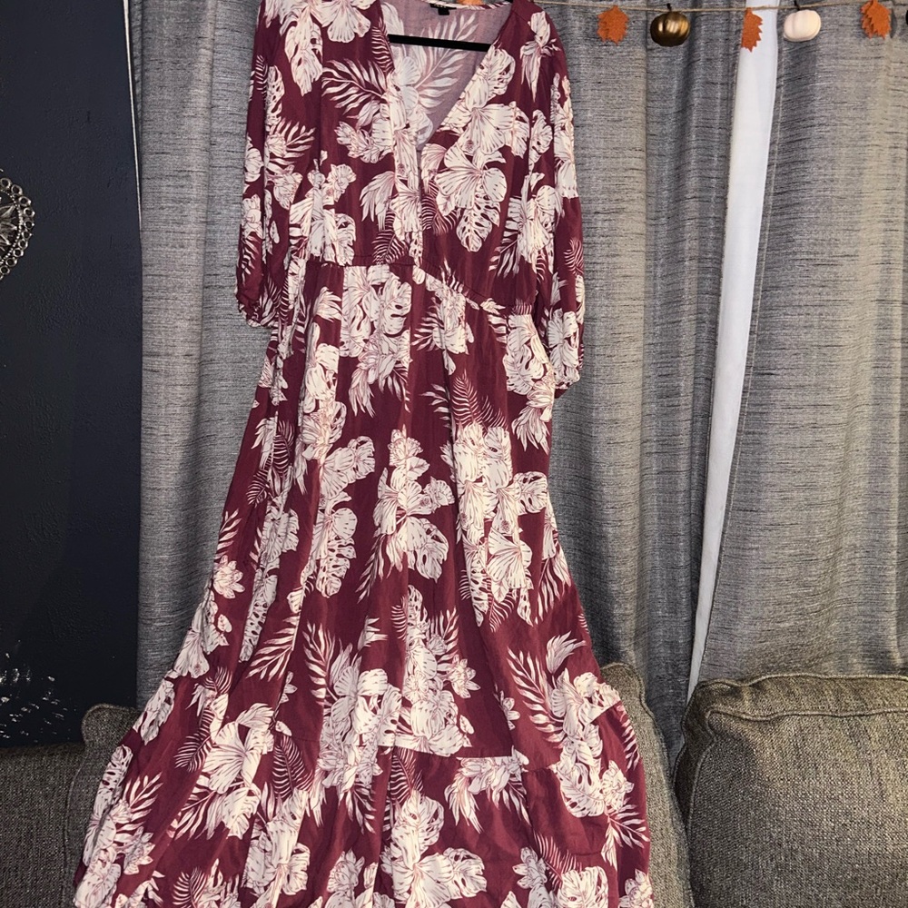 Torrid Floral Burgundy Maxi Dress